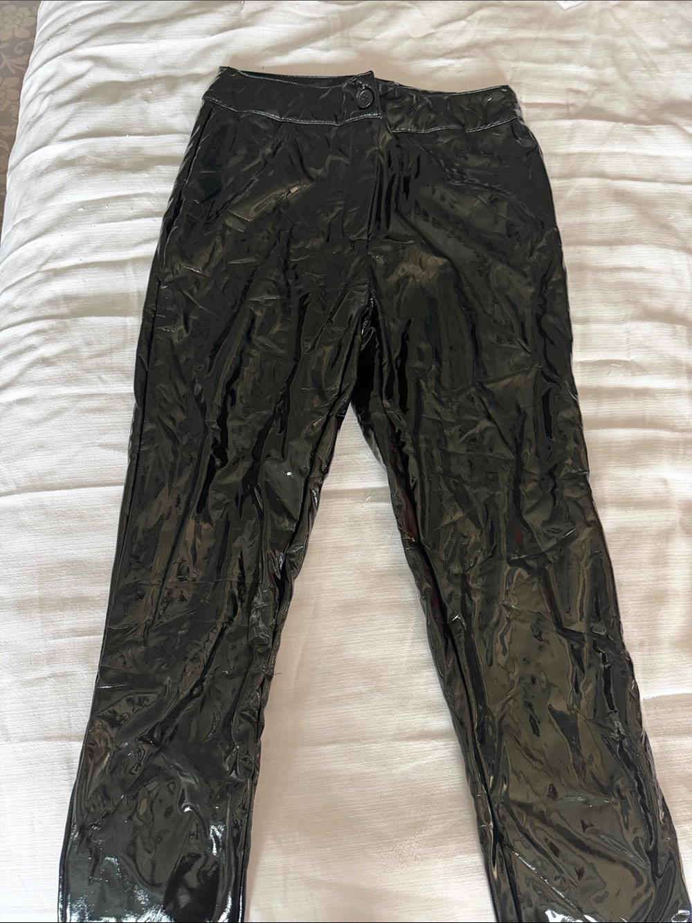 NYC Black Womens Shiny Slim-Fit Pants